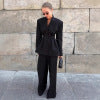 Style Commuter Black Suit Set for Women Office Slim Fit Blazer and Trousers Two-Piece Set