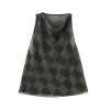 British Style Elegant Commute Look Drapey Plaid Sleeveless Top with Diamond Pattern Neckline