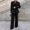 Style Commuter Black Suit Set for Women Office Slim Fit Blazer and Trousers Two-Piece Set